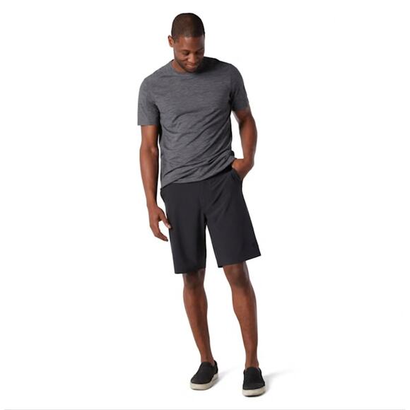 Smartwool Shorts Mens L Black Merino Sport 10in Mid Rise Straight Leg Drawstring - Picture 1 of 13